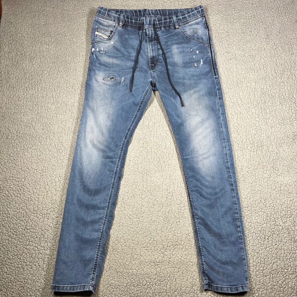 Diesel JoggJeans Krooley-NE Slim Fit Blue Distressed Drawstring Denim Mens W34